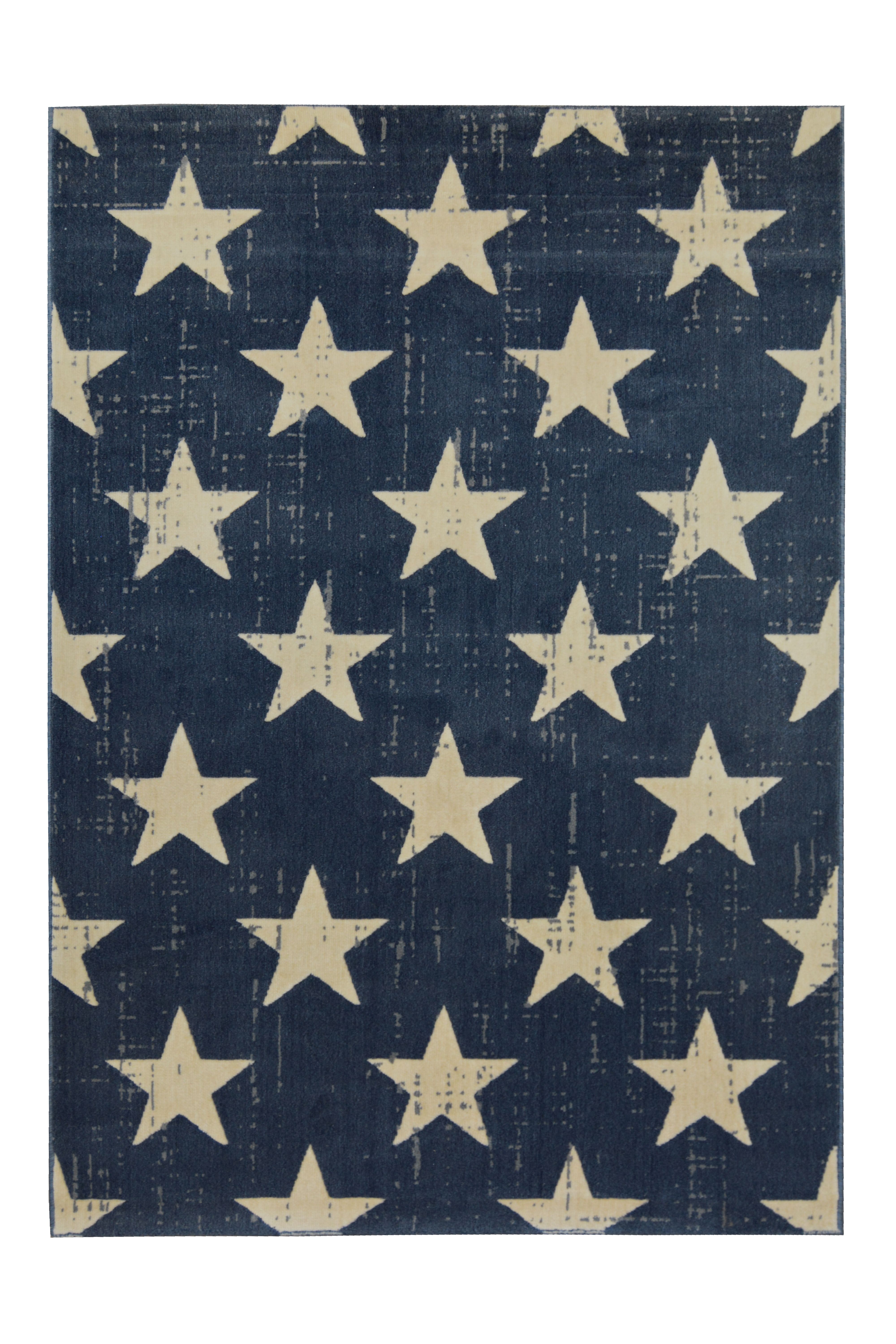 Star Drop Stitch Rug - Navy